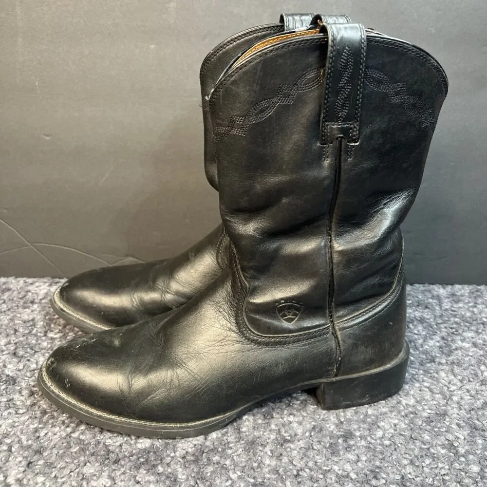 Ariat Boots Heritage 35501 Roper Western Cowboy Pull On Black Mens Size 10.5D